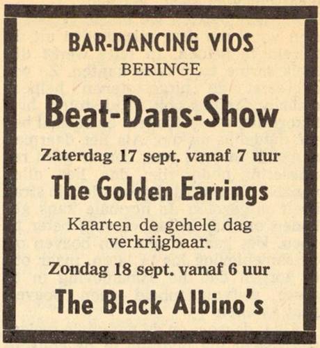 The Golden Earrings show ad scan September 17 1966 Beringe - Bar Dancing Vios
